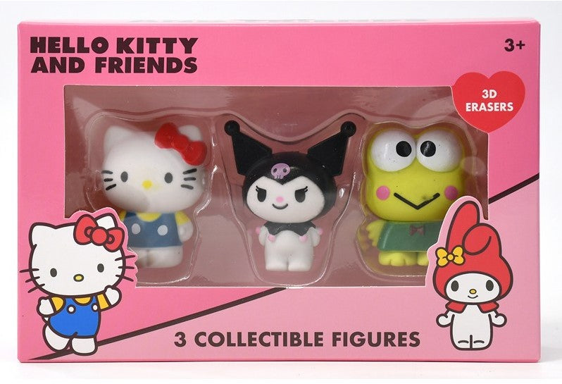 Lot de 3 Gommes 3D Hello Kitty and Friends 11x17cm
