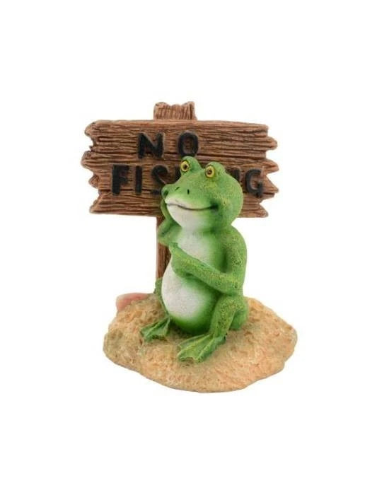 Décoration Aquarium Grenouille Fun Panneau "No Fishing" Résine Aquavie 6,5cm