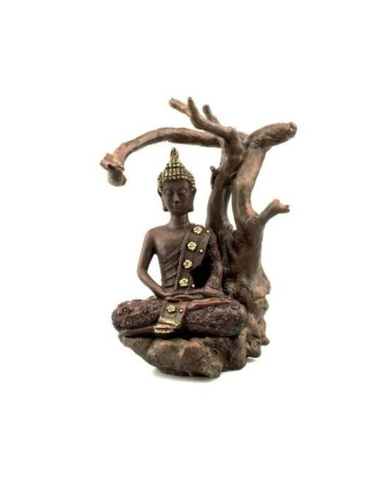 Déco Aquarium Bouddha Branche Aquavie Résine Zen Terrarium 15,5 x 12,5 x 21 cm