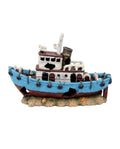 Déco Aquarium Bateau Pêche Bleu Aquavie Résine Épave Navire 30,5 x 12 x 20 cm