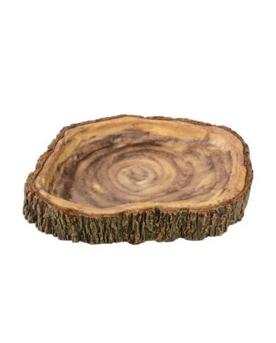 Abreuvoir Résine Bois Aquavie - Taille 20 - 19,5x15x3 cm - Gamelle Terrarium