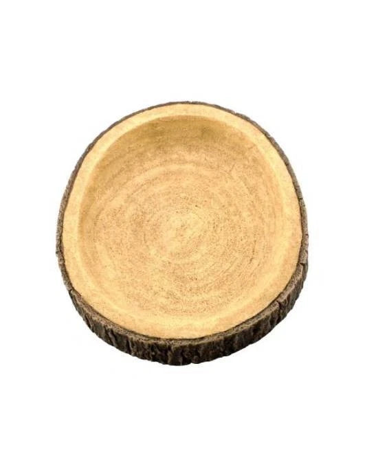 Abreuvoir Résine Bois Rond Aquavie - 12,5x12x1,5 cm - Gamelle Plate Terrarium