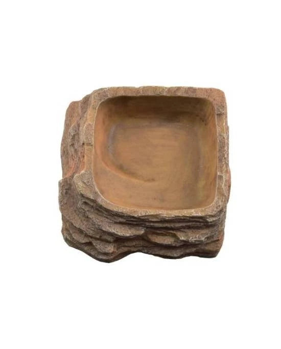 Abreuvoir Résine Roche Aquavie - Taille 14 - 14x14x5 cm - Gamelle pour Reptiles