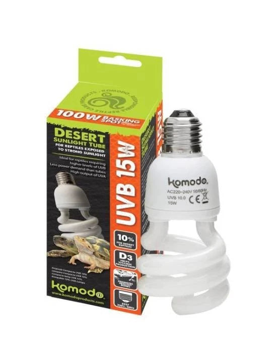 Ampoule Komodo Compact Lamp UVB 10.0 ES - 15W - Éclairage UV Intensif