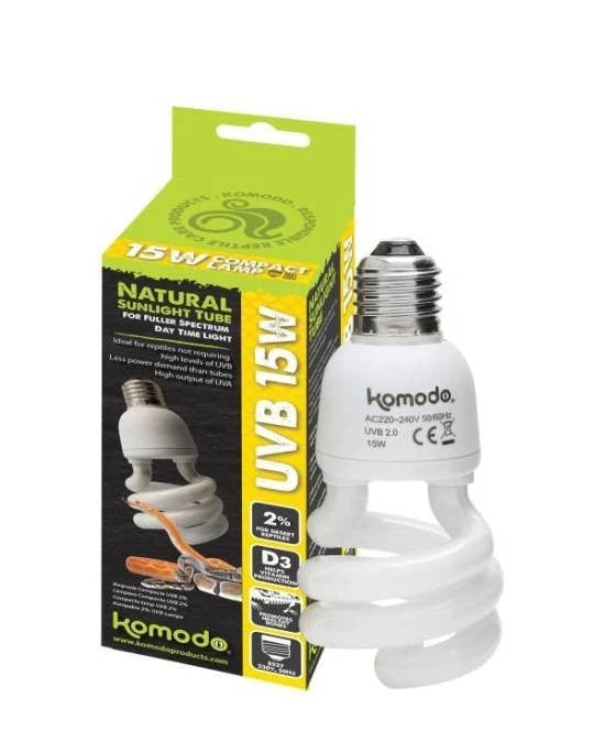 Ampoule Komodo Compact Lamp UVB 2.0 ES - 15W - Éclairage à Faible Intensité UV