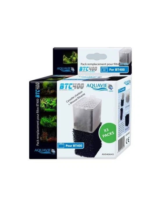 Aquavie Cartouche Charbon & Mousse Filtre BT400 x3 Filtration Aquarium
