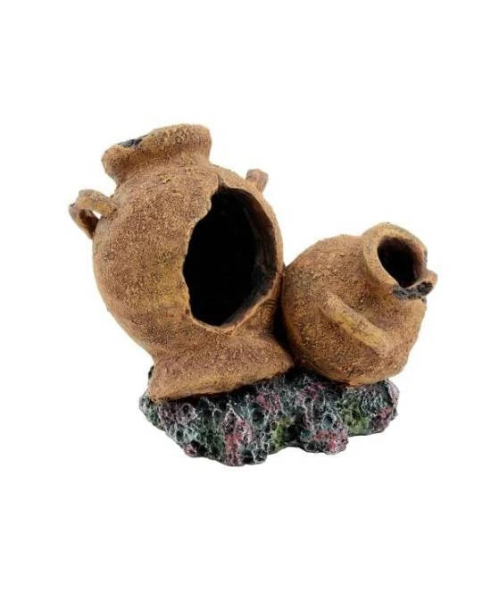 Aquavie Décoration Résine Amphore Double N°1 - Aquarium Terrarium - 14,5x9x11,5