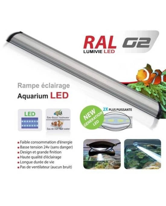 Aquavie RalG2 - Rampe LED Blanc/Bleu (21W - 80 cm)