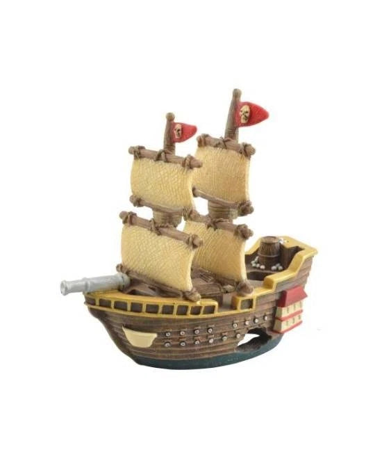 Déco Aquarium Bateau Pirate Kid Aquavie Résine Épave Navire 14 x 6 x 14 cm