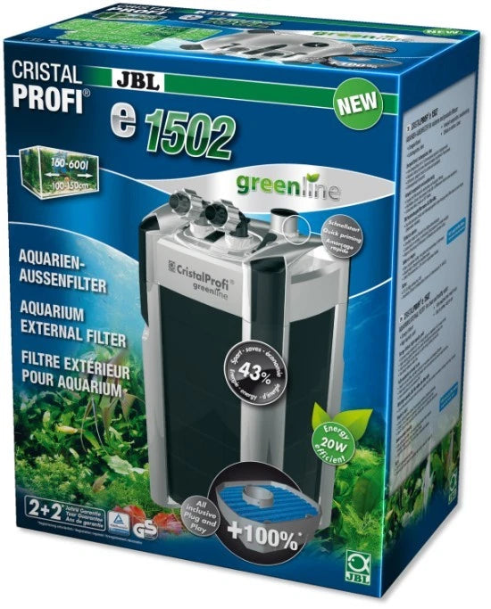 JBL CristalProfi e1502 Greenline Filtre Externe Aquarium 20W 1400L/h Puissant