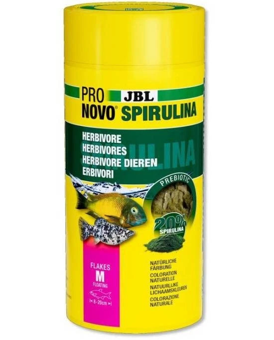 JBL ProNovo Spirulina Flakes M 1L - Aliment en Flocons Algivores 8 à 20 cm