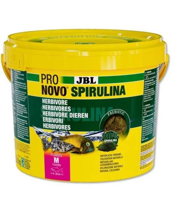 JBL ProNovo Spirulina Flakes M 5,5L - Aliment en Flocons pour Poissons Algivores