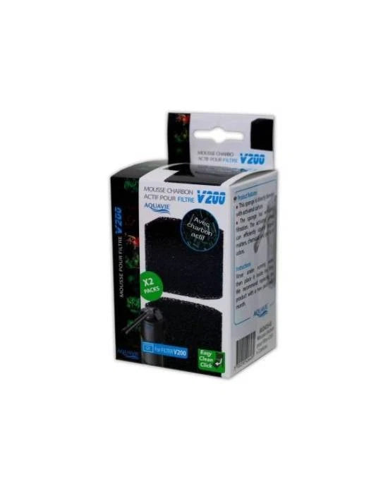 Mousse Charbon Actif Aquavie V200 - Pack 2 Pcs - Filtration Aquarium Eau Claire
