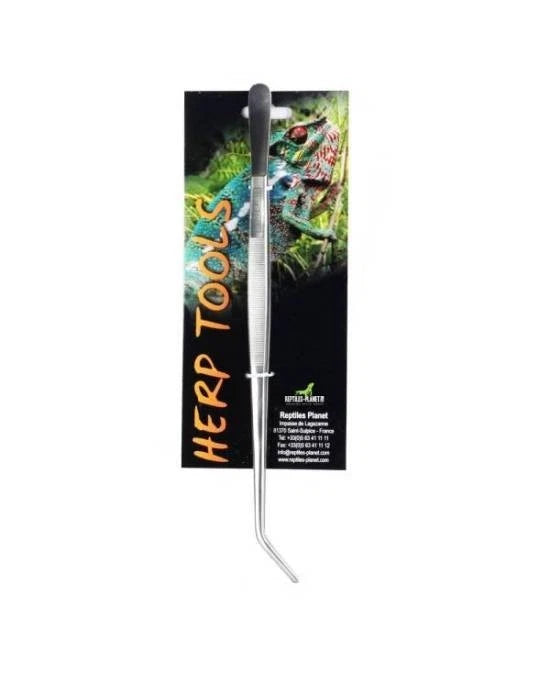 Pince Nourrissage Angulaire Reptiles Planet 25cm Inox Courbée Serpent Terrarium