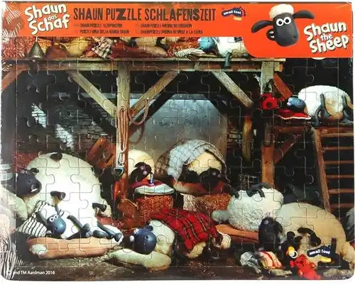 Puzzle en Bois 100 Pièces Shaun le Mouton Heure du Coucher 27x34cm